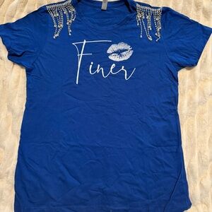 Zeta Phi Beta T-Shirt with Rhinestone Pearl Shoulder Tassel